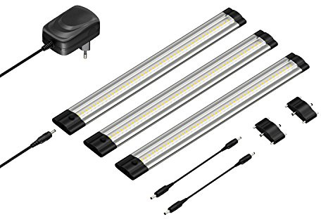 parlat LED Unterbau-Leuchte SIRIS, flach, je 30cm, je 370lm, weiß, 3er Set