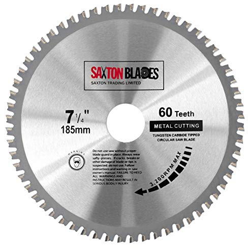 TCT18560TMB Saxton TCT Circular Steel Aluminium Copper Metal Saw Blade 185mm x 60T for Bosch Makita Dewalt Evolution Fits 190mm Saws