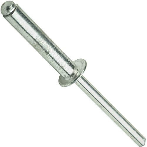 Fastenere Pop Rivets - 3/16 x 3/4 (50pcs) Heavy Duty, Open-End, Aluminum, Dome-Head Blind Rivets, Corrosion-Resistant, High Tensile & Shear Strength, 6-12 Gap 0.626-0.750