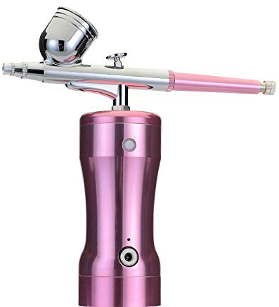 Buyter USB wiederaufladbarer Mini-Luftkompressor Airbrush-Anzug tragbar schnurlos 0,3 mm Nadel Airbrush Gun Art Kit (Rosa)
