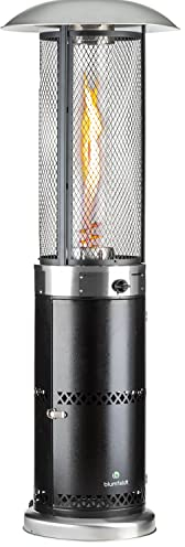 Blumfeldt Heizpilz Gas für Terrasse, Garten & Balkon, Terrassenheizer mit 360°Flammen-Blick, Outdoor-Gasheizstrahler, Terrassen-Heizer mit Elektrischer Zündung, Gas-Heizstrahler mit Bodenrollen