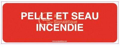 AUA SIGNALETIQUE - Panneau Pelle et seau incendie - B - 160x60 mm, PVC 1.5mm