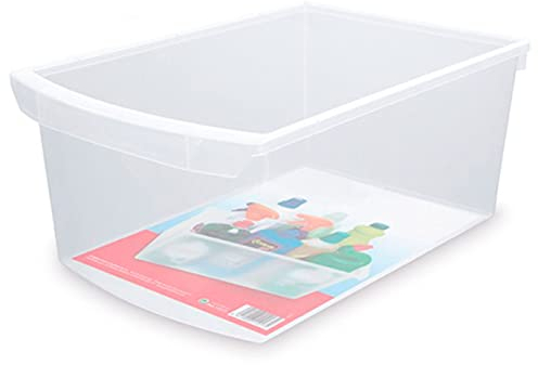 Cajón de plástico multiuso transparente 12 L. Organizador, recipiente de almacenamiento para frigorífico o productos de limpieza (16,3 x 25,3 x 37,8 cm)