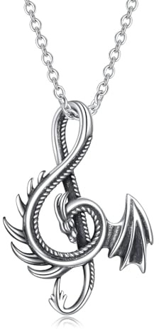 ONEFINITY Halskette 925 Sterling Silber Musik Note Ästhetische Anhänger Kette Vintage Geschenk für Männer Frauen Mädchen Jungen...