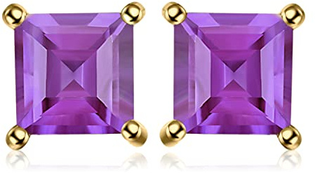 JewelryPalace Pendientes de Tuerca Plata Mujer con Piedra Preciosa Corte Cuadrado o Princesa, Pendientes de Botón para Niña Plata Oro 14k Oro Rosa, Joyas Mujer