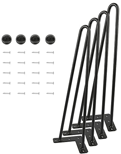 THINFAR Tischbeine aus Haarnadel, Tischbeine aus Nadel, 4-teilig, Beine aus Stahl, DIY Tischbeine aus Metall (2 Stangen, 50 cm, schwarz)