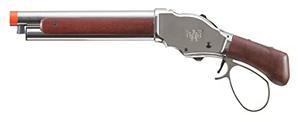 Golden Ball & Eagle 300 FPS 1887 Full Metal Real Wood Lever Action Gas Airsoft Shotgun 1/3 Brust (Silvery)