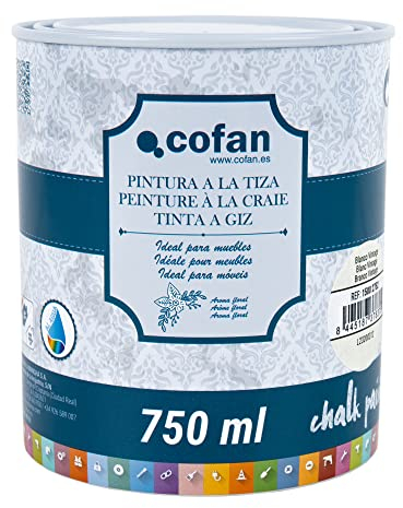 Cofan Pintura a la tiza chalk paint | Adecuada para restauración y decoración de muebles | 750 ml (BLANCO VINTAGE)
