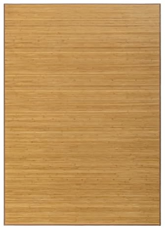 JUANIO Tapis de Sol antidérapant, Moquette à Rayures en Bambou Coloris Naturel - Longueur 300 x Profondeur 200 cm