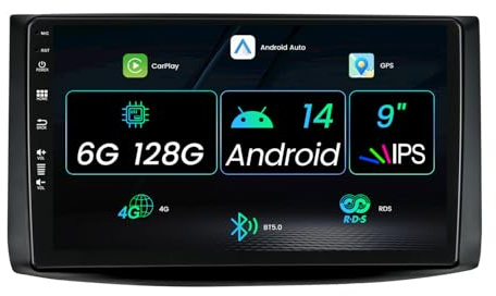 MISONDA 9 pollici 2 Din Android 14 Autoradio per Chevrolet LOVA/AVEO 2006-2010 Radio con GPS Navi Supporto Bluetooth | DAB+ | USB | Android 12 | DSP|Wi-Fi | 4G|MirrorLink | RDS | USB 6G+128G