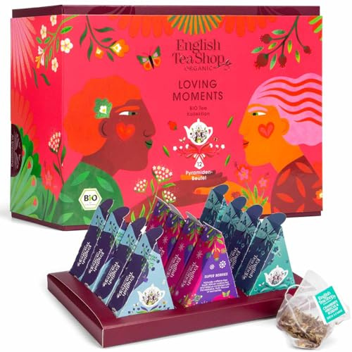 ETS Tee Geschenk Loving Moments | Dankeschön Geschenk Teebox zu Muttertag, Hochzeit, Jahrestag | BIO 12 Pyramidenbeutel