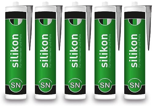 Cartuccia in silicone per edilizia e finestre, 310 ml, grigio, per interni/esterni, sigillante per giunti di collegamento e di dilatazione, impermeabile, resistente ai raggi UV e alle intemperie (5)