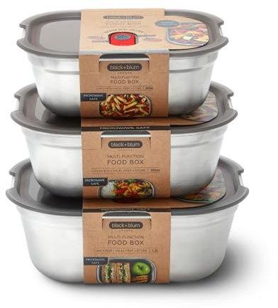 BLACK + BLUM Microwavable Stainless Steel Lunch Box (Large, Medium, Small) Set