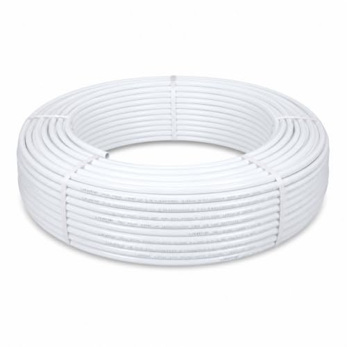 LavaTap 15mm x 100m PEX Barrier Pipe Coil White - WRAS Approved Plastic Plumbing PEX for Hot and Cold Water Heating Systems Push Fit Compatible Copper Pipe Alternative
