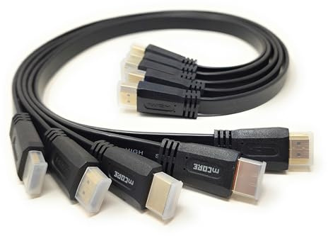 mCore 5pcs. 50cm Flat HDMI to HDMI Cable/Lead Ultra HD (4K) 3D-compatible Gold-Plated, Compatible with LCD LED UHD HD TV Game Console Laptop PC (5, 0.5m)
