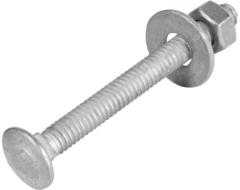 1/4 x 2-1/2 (100 Pack) Galvanized Carriage Bolt Kit Grade 307A Includes 1/4 USS Flat Washers (100 pcs) and 1/4-20 Hex Nuts (100 pcs), Hot Dip Galvanized for Exterior Use by Makers Bolt