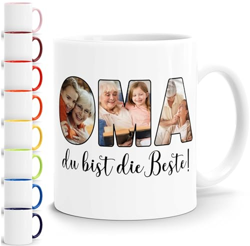 SpecialMe® Tasse mit Foto-Collage Geschenk für Oma Du bist die Beste Großmutter Danke Spruch Weiss standard