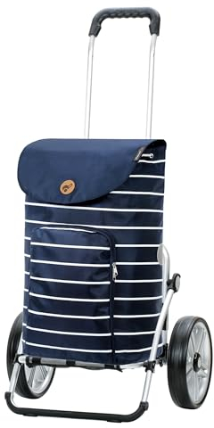 Andersen Einkaufstrolley - klappbar - 47 Liter - Aufhängung für Einkaufswagen - belastbar 50 kg - Aluminium - Trolley - Kugellager-Rad Ø 25 cm - Royal Shopper Mia blau