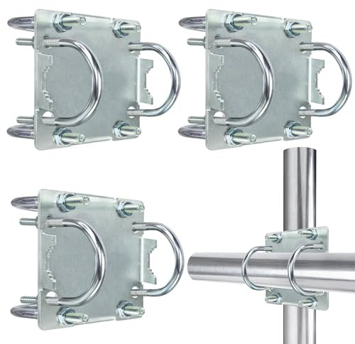 3PCS Antenna Mast Clamp Cross-Over Bracket Kit With U Bolts for 1-2 OD Poles, Heavy Duty Mounting Hardware for MINO Yagi TV Antennas, Security Camera, Weather Station