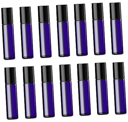 Mikinona 24piezas Botellas De Vidrio De Rodillo Para Esenciales Set De Recargables Fugas Para y Almacenamiento De Aceites y Perfumes Color Azul