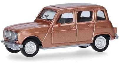 Herpa Modellauto Renault R4, Miniatur im Maßstab 1:87, Sammlerstück, Made in Germany, Modell aus Kunststoff, Farbe: beigemetallic