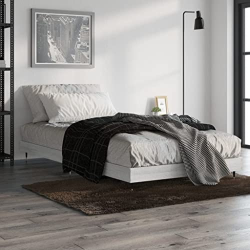 THOYTOUI Bettgestell, Polsterbett Betten Seniorenbett Tagesbett Geeignet für Wohnung Gästezimmer Mehrbettzimmer Schlafzimmer Grau Sonoma 90x190 cm Holzwerkstoff
