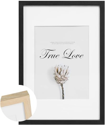 EUGAD Marco de Fotos, Portafotos Decorativo de Vidrio Acrílico Duradero, Marcos de Fotos Madera Maciza 30x40cm, Marco a la Pared, Decoración del Hogar para Salon y Pasillo, Negro