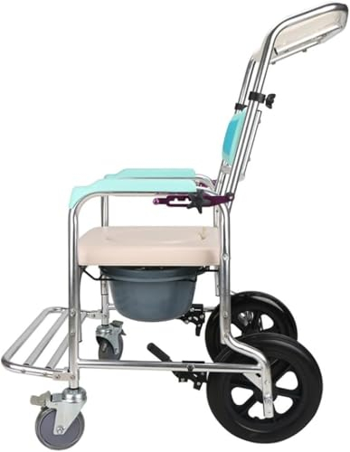 Dusch Toilettenstuhl Fahrbar Nachtstuhl,Toilettenstuhl für Senioren mit Rollen,Pflege Toiletten,Duschstuhl,WC-Stuhl für Senioren Behinderte und Schwangere A