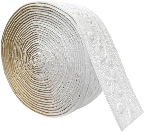 bechoanigel Modanatura Adesiva Strisce Decorative 10mx8cmx5mm, Flessibile Impermeabile Bordo Adesivo per Pareti, 3D Strisce Decorative Adatto per Corridoi, Murali, Soffitti, Angoli, Linee(Bianco)