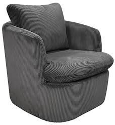 byLIVING Sessel Harmony/Grob-Cord dunkelgrau/Vollpolster / 360° drehbar/Polstersessel/Armlehnsessel/Lesesessel/Loungchair/B 72, H 78, T 77 cm