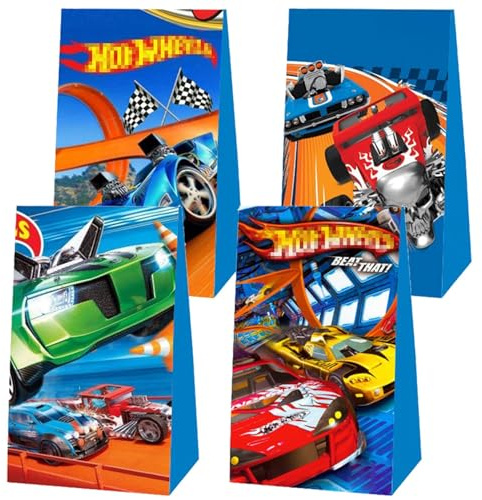 Hot Whel Geschenk Tüten, 12pcs Rennauto Papiertüten | Mitgebsel Tüten für Partys, Geburtstagstüten für Mädchen und Jungen
