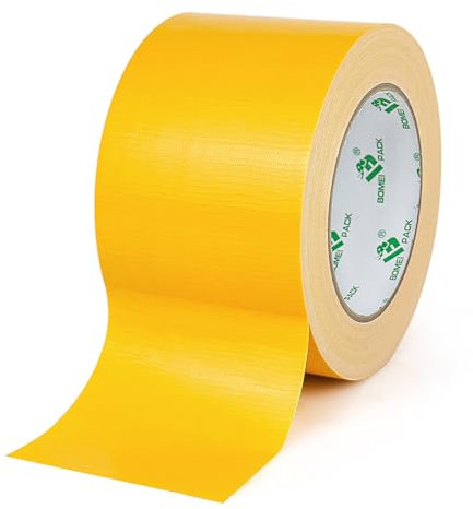 BOMEI PACK Gelb Panzertape Wasserfest 75 mm x 30 m - Gelb Panzertape Gaffer Tape Gewebeklebeband - Gewebeband - Panzerband Extra Stark - Duct Tape - Wasserdichtes Klebeband
