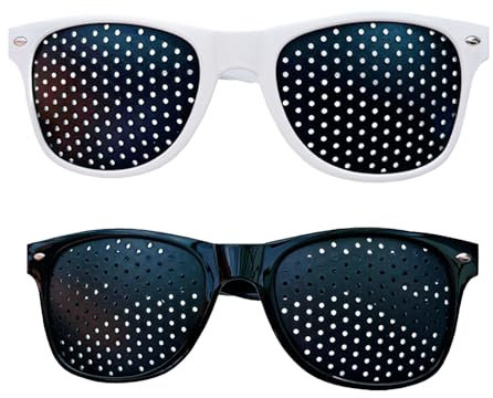 2 Stück Rasterbrille Augentraining,Lochbrille Für Augentraining Original,Pinhole Glasse,Lochbrille Für Brille Korrekturbrille,Multifunktional Multidotbrille Geeignet für Erwachsenen Kinderaugenübungen