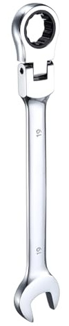 QUARKZMAN Chiave a cricchetto flessibile 19mm Testa Girevole a 180° Chiave a Cricchetto Metrica Combinata 72 Denti in Acciaio al Cromo Vanadio Estremità Aperta per Dadi Bulloni