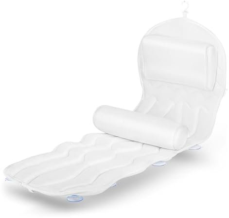 Cuscino Vasca da Bagno per Tutto il Corpo, Materasso Vasca da Bagno con Morbido Cuscino Poggiatesta Idromassaggio Cuscino Con Ventose E Poggiatesta Accessori per Spa