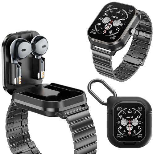 findtime Smartwatch mit Kopfhörer 2in1 Laufuhr Herren Schrittzähler Pulsuhr Blutdruck Fitnessuhr Schlaftracker Sportuhr In Ear Kopfhörer Uhr mit Kabelloses Headset Smart Watch Telefonfunktion NFC