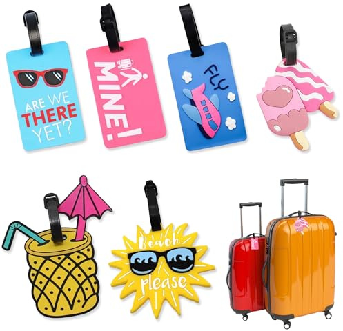 6 Pezzi Etichette per Bagagli, Silicone Etichette per Valigie Aereo Targhette Valigia, Colorate Etichetta per Valigie per Aereo Bagaglio Valigie Borsa da Viaggio
