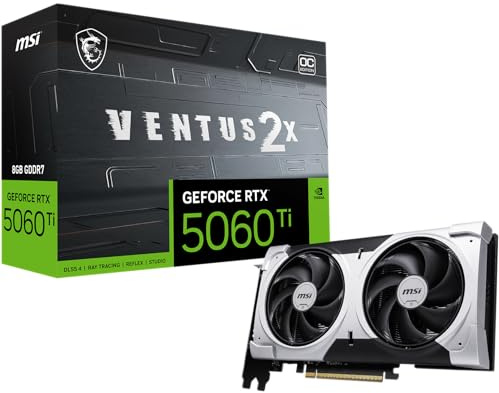 MSI Gaming RTX 5060 Ti 8G Ventus 2X OC Plus - Tarjeta gráfica (8 GB GDDR7, TBA-bit, Rendimiento Extremo: TBA MHz, DisplayPort x3 2.1a, HDMI 2.1b, NVIDIA Blackwell Architectura)
