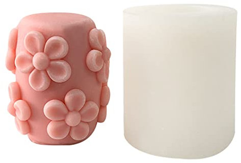 3D Flower Column Silicone Molds Cylinder Geometry Resin for Making Chocolate Home-Decor