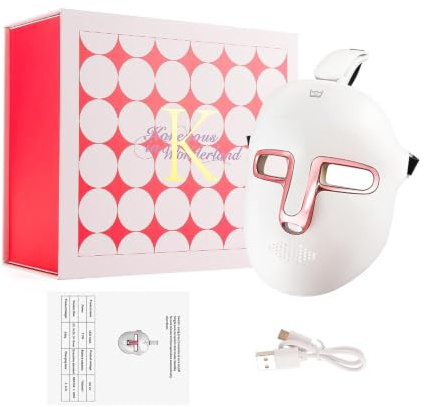 Masque Led Visage, 7 couleurs Masque Facial LED pour le Soin de la Peau | 270 perles de haute pureté, Batterie rechargeable, Arrêt Automatique, Soin Cutané Quotidien Simple
