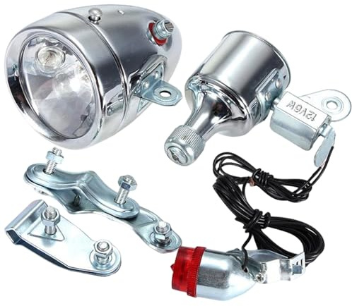 Ensemble d'éclairage de vélo Dynamo, phare avant du front de vélo lumière sécurité à LED arrière, 12V 6W Retro Imperproof Modification ralized Bike Lights Avant et dos pour la conduite nocturn