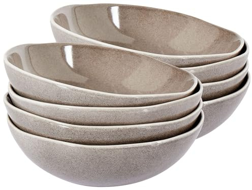 Conjunto de 4 platos hondos cuenco para pasta de gres caolín artesanal acabado esmalte reactivo gris Costmary