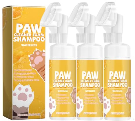 Pfotenreiniger Für Hunde, 300 Ml Trockenshampoo Hunde & Katzen, 100% Natürlicher Pfotenschaum Pfotenpflege hund, Hundezubehör Hundepfotenbürste No Rinse Schäumendes Shampoo