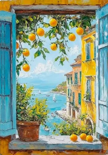 Yunruily Paint by Number Adult Lemon Tree-Adult Paint by Numbers,Paint by Numbers for Adults Canvas for Gifts Home Wall Decor 12x16inch