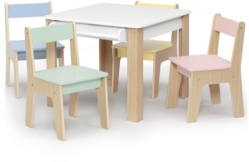 Delta Children - GapKids Table and 4 Chair Set with Paper Roll Holder - Greenguard Gold Certified, Pastel