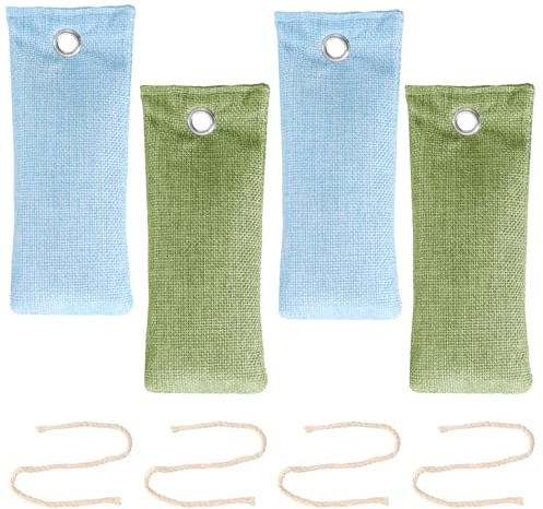 Culinavog 4 Bolsas Carbón Activo de Bambú, 75g Desodorante Natural Antihumedad y Eliminador de Olores para Casa, Coche, Armarios, Zapatos, Purificadoras de Aire