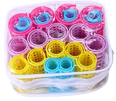 MOTHNUR Hair Rollers Plastic Hair Curlers No Heat Self Grip 20 Pack Roller for Wet Reusable Styling Tools for Home Salon Use Compact Travel Hairdressing Curlers