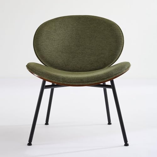 Mid-Century Modern Shell Chair Single Side Chair Tripod, Fabric Lounge Chair in Walnut Finish Comfortable Backrest,for Living Room Bedroom