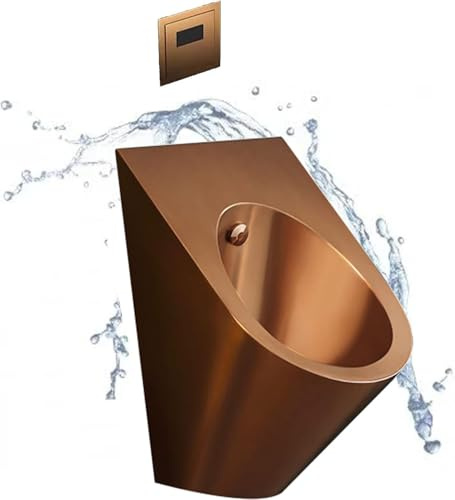 Orinal inteligente de acero inoxidable 304 montado en la pared, inodoro vertical compacto para baños públicos, descarga automática, diseño duradero e higiénico