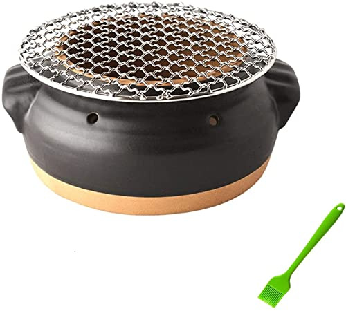 Tragbarer Grill, BBQ Ofen Haushalt Holzkohle Grill Kleine Indoor Outdoor Herd Backen Net Koreanische Tragbare Ton